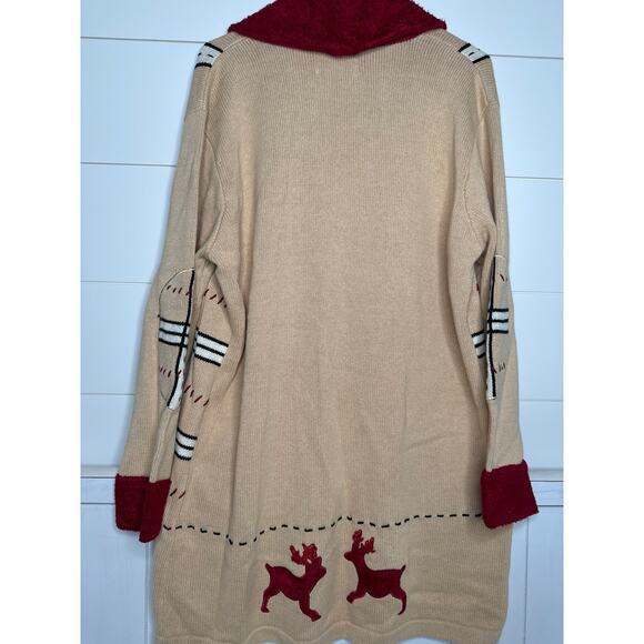 Storybook Knits Reindeer Plaid Full Button Cardigan Sweater RARE - LG, NWT - Picture 4 of 4